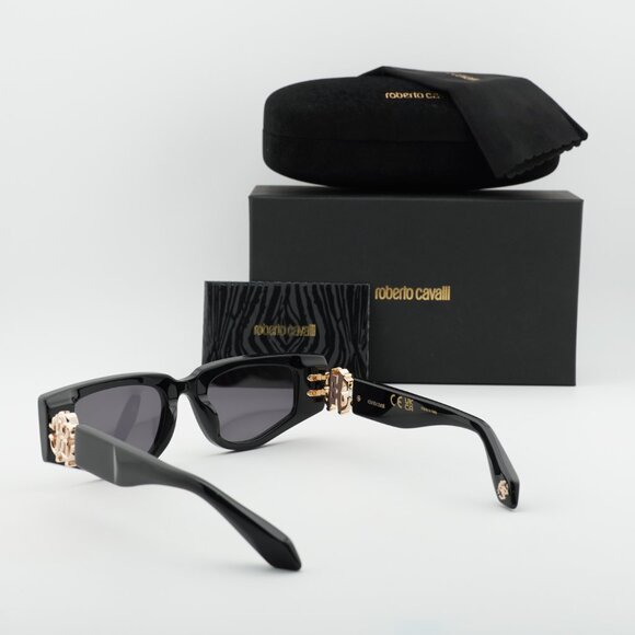 Roberto Cavalli SRC057M 0700 Rectangle Sunglasses - Black/Grey